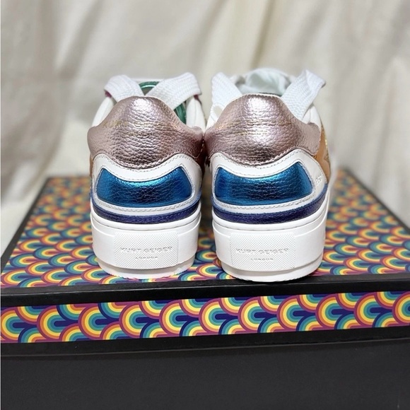 NIB 🌺 Kurt Geiger London Southbank Metallic Leather Platform Sneakers Sz 8.5 - Picture 6 of 12
